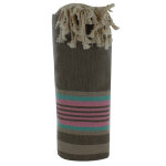 Les poulettes bijoux - v fouta drap plage et hammam coton couleur marron ray� rose e