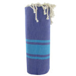 Les poulettes bijoux - v fouta drap plage et hammam coton couleur violet bandes turq