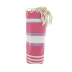 Les poulettes bijoux - v fouta drap plage et hammam coton fuchsia ray� blanc et bleu