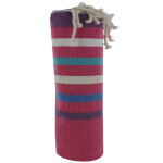 Les poulettes bijoux - v fouta drap plage et hammam coton fuchsia ray� violet bleu b