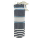 Les poulettes bijoux - v fouta drap plage et hammam coton gris ray� blanc et turquoi