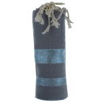 Les poulettes bijoux - v fouta drap plage et hammam coton gris ray� lurex bleu