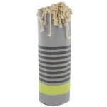 Les poulettes bijoux - v fouta drap plage et hammam coton gris ray� noir et jaune