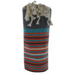 Les poulettes bijoux - v fouta drap plage et hammam coton gris ray� turquoise orange