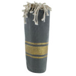 Les poulettes bijoux - v fouta drap plage et hammam coton kaki ray� lurex dor�