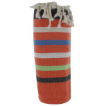 Les poulettes bijoux - v fouta drap plage et hammam coton orange ray� noir vert blanc