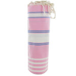 Les poulettes bijoux - v fouta drap plage et hammam coton rose ray� blanc et bleu