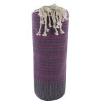 Les poulettes bijoux - v fouta drap plage et hammam nid d'abeille violet ray� fuchsia