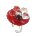 Les poulettes bijoux - v grande bague verre bulles rouge