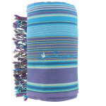 Les poulettes bijoux - v kikoy serviette plage coton eponge couleur ray� bleu violet