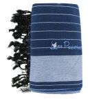 Les poulettes bijoux - v kikoy serviette plage coton eponge couleur ray� marine