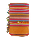 Les poulettes bijoux - v kikoy serviette plage coton eponge couleur ray� orange