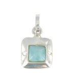 Les poulettes bijoux - v pendentif argent carr� et centre de larimar