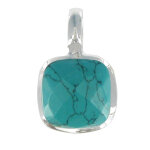 Les poulettes bijoux - v pendentif argent carr� de turquoise facett�