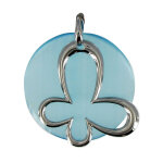 Les poulettes bijoux - v pendentif argent papillon de lune oeil de chat turquoise