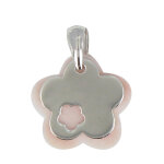 Les poulettes bijoux - v pendentif chance nacre et argent nacre rose
