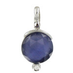 Les poulettes bijoux - v pendentif joyau oeil de chat bleu et strass