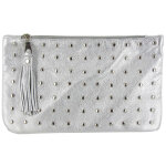 Les poulettes bijoux - v pochette sac cuir clout� couleur argent�