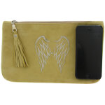 Les poulettes bijoux - v pochette sac cuir clout� signe peace and love couleur argen