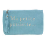 Les poulettes bijoux - v pochette sac daim brod� ma petite poulette couleur vert d'e