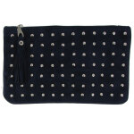 Les poulettes bijoux - v pochette sac daim clout� couleur bleu marine