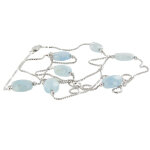 Les poulettes bijoux - v sautoir argent 925 et sept amandes d'aigue marine