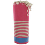 Les poulettes bijoux - vfouta drap plage et hammam coton couleur fuchsia ray� blanc