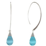 Les poulettes bijoux - x boucles d'oreilles argent grande goutte oeil de chat facett