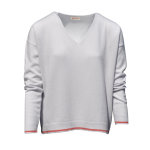 Les poulettes bijoux - pull en cachemire oversize 2 rayures - gris clair - taille m