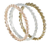 Set 3 bagues anneau de billes argent 925, plaqu� or et plaqu� or rose - taille 48