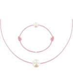 Set collier et bracelet lien la perle blanche des poulettes - classics - rose
