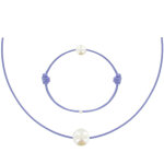 Set collier et bracelet lien la perle blanche des poulettes - colors - violet Set collier et bracelet lien la perle blanche des poulettes - colors - violet