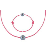 Les poulettes bijoux - set collier et bracelet lien la perle noire des poulettes - c