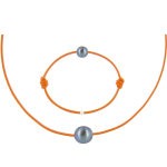 Les poulettes bijoux - set collier et bracelet lien la perle noire des poulettes - c