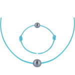 Les poulettes bijoux - set collier et bracelet lien la perle noire des poulettes - c