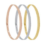 Les poulettes bijoux - trio bracelets jonc plat martel� fermeture crochet argent, pl