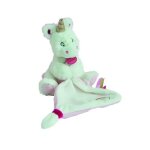 Babynat - doudou licorne pantin blanc mouchoir blanc rose arc en ciel bn0320