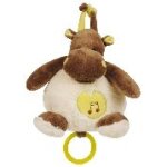 Babynat - doudou musical bazile l'hippopotame marron et beige 25 cm