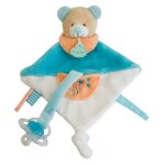 Babynat - doudou super porte tetine ours bleu et blanc 20cms bn0133