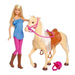 Barbie - cheval & poupe blonde - coffret poupe mannequin - 3 ans et +