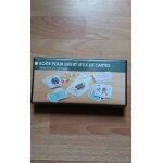 Boite pour d�s et jeux de cartes (4 jeux de cartes - 6 d�s - un crayon - un bloc)