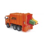 Bruder camion poubelle man orange avec 2 poubelles