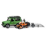 Bruder land rover defender avec remorque, moto neige et conducteur Bruder land rover defender avec remorque, moto neige et conducteur