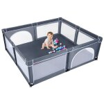 Costway parc bb 206x185, 5x68 cm avec 4 poignes porte a fermeture eclair 50 balles non - toxique ventouses ...