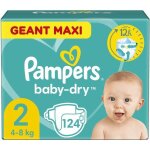Couches pampers baby - dry taille 2 (4 - 8 kg) - 124 couches - pack geant maxi