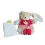 Doudou alinea doudou et compagnie lapin rose mouchoir blanc dc2856al