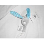 Doudou attache sucette tetine lapin gris bleu rayé pericles vaco la carosserie enfantine Doudou attache sucette tetine lapin gris bleu rayé pericles vaco la carosserie enfantine