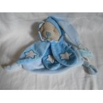 Doudou baby nat, babynat , plat, ours, bleu, bonnet, luminescent, etoiles la compagnie des doudous phosphoresc ...