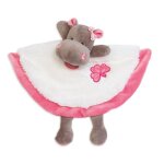 Doudou babynat baby'nat hippopotame zoe blanc et rose plat bn082