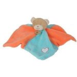 Doudou babynat baby nat ours bear plat bleu et orange coeur
